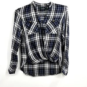 Ralph Lauren Women's Plaid Long Sleeve Wrap Button Up Shirt Western Size XS